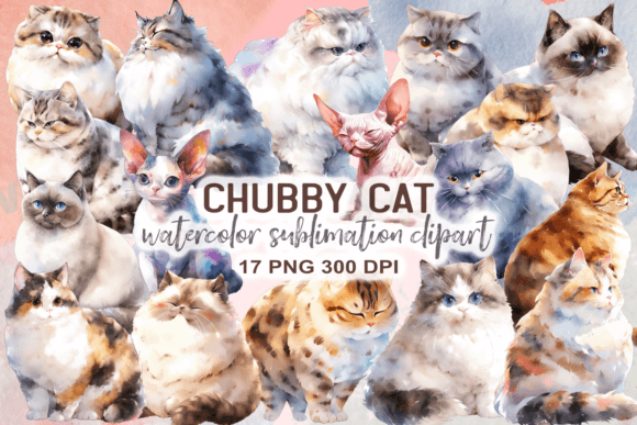 Chubby Cat Watercolor Clipart – Freebie for Crafters & Etsy Sellers