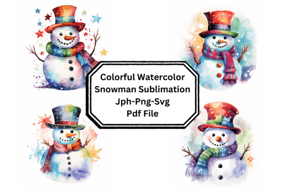 Colorful Watercolor Snowman Illustrations for Seasonal Design Projects