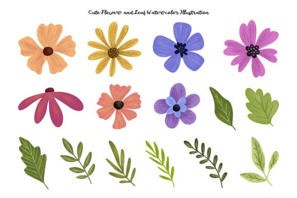 Cute Flower and Leaf Watercolor Illustrations for Warm, Organic Branding
