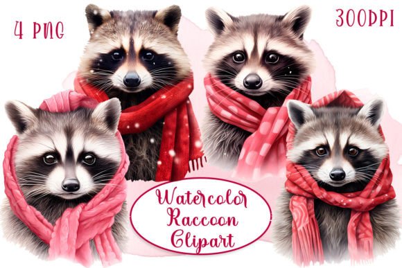 Cute Raccoon Watercolor Baby Clipart for Whimsical Brand Illustrations