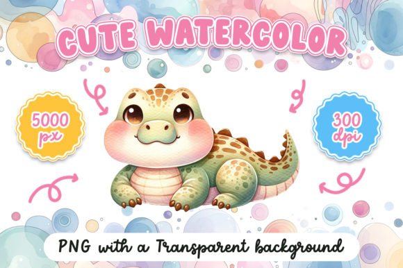 Cute Watercolor Crocodile Illustrations for Branding & Marketing