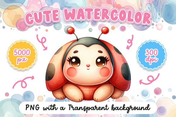 Cute Watercolor Ladybug Illustrations for Crafting & Handmade Business