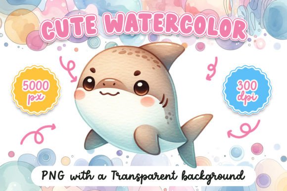 Cute Watercolor Shark Illustrations for Bloggers and Digital Publishers