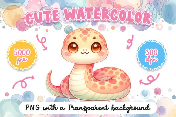 Cute Watercolor Snake Illustrations for Modern Branding and Marketing