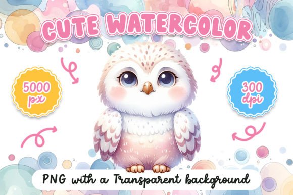 Cute Watercolor Snowy Owl Illustrations for Modern Branding and Marketing