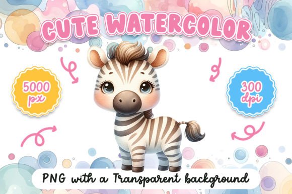 Cute Watercolor Zebra Illustrations for Branding and Creative Design Projects