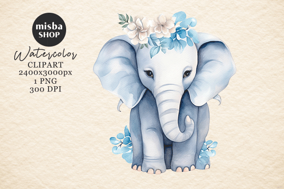 h1Watercolor Baby Elephants Illustrations for Digital Sellers/h1