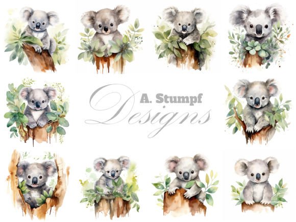 Koala Watercolor Illustrations for Creative Design Projects