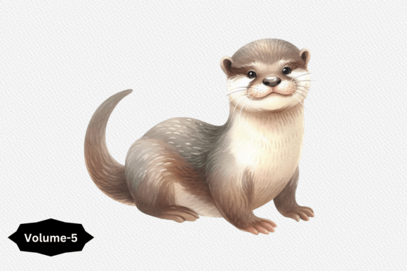 Otter Watercolor Clipart Volume –5: Illustrations That Bring Whimsy to Branding