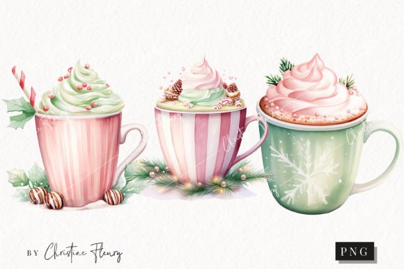 Pastel Watercolor Hot Cocoa Illustrations for Cozy Content Design