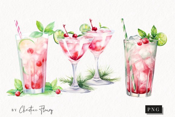 Pastel Watercolor Peppermint Drinks PNG: A Fresh Illustrations Pick for Lifestyle Bloggers