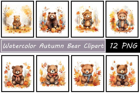 Watercolor Autumn Bear Illustrations for Blog & Editorial Design