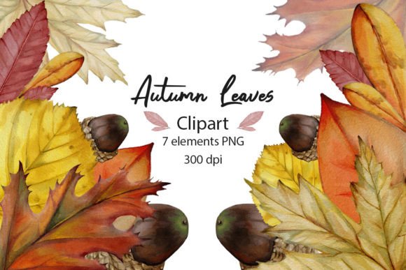 Watercolor Autumn Leaves Clipart, Fall