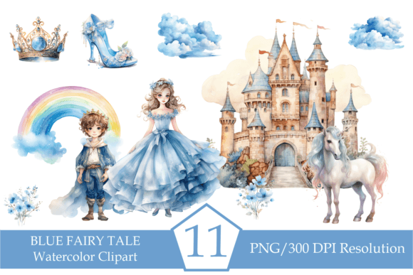 Watercolor Blue Fairy Tale Fantasy Illustrations for Ethereal Brand Design