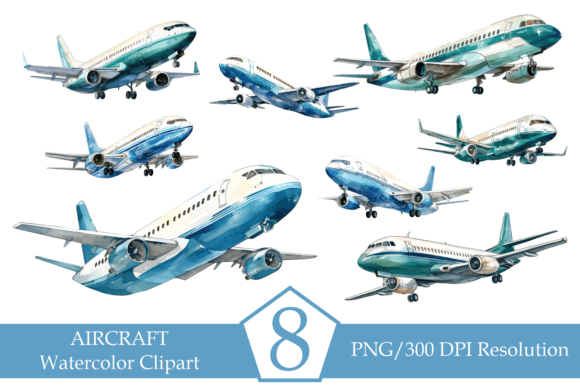 Watercolor Commercial Airplane Clipart for Crafters & Handmade Sellers