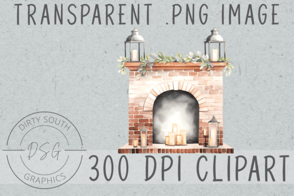 Watercolor Cozy Fireplace Scene Illustrations for Warm, Inviting Design Projects