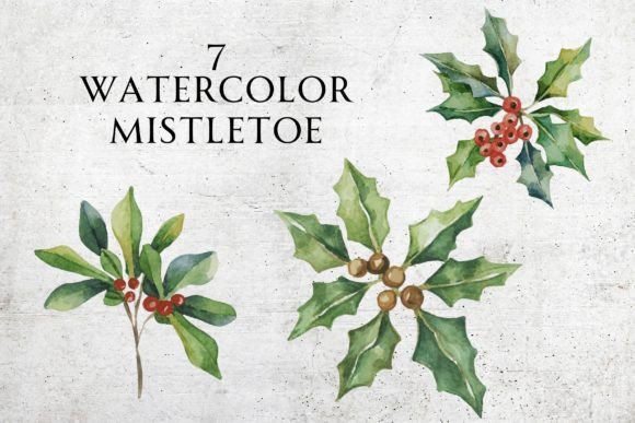 Watercolor Mistletoe Clip Art: Festive Illustrations for Seasonal Branding