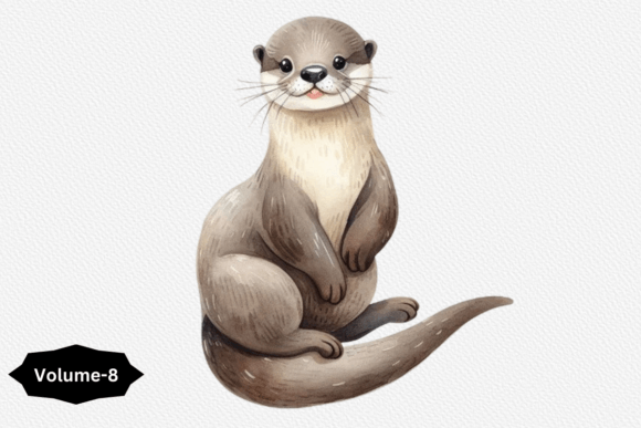 Watercolor Otter Clipart Volume –8: Adorable Illustrations for Crafters & Etsy Sellers