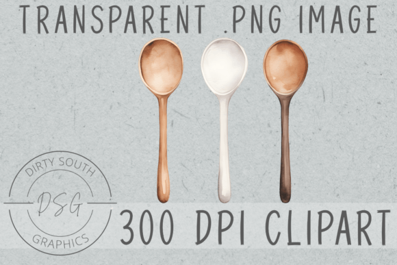 Watercolor Rustic Wooden Spoons Illustrations for Creative Sellers
