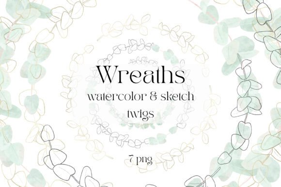 Watercolor Sketch Wreaths of Twigs: A Soft, Organic Illustration for Local Branding