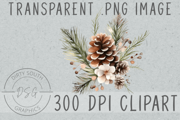 Watercolor Winter Pinecone Arrangement Illustrations for Real Crafting